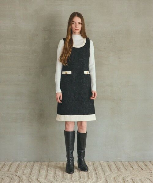 GRACE CONTINENTAL / グレースコンチネンタル ロング・マキシ丈ワンピース | ツイードトリミングワンピース | 詳細1