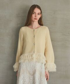 GRACE CONTINENTAL / グレースコンチネンタル カーディガン・ボレロ | ラメフェザーフリンジカーディガン