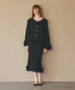 GRACE CONTINENTAL / グレースコンチネンタル カーディガン・ボレロ | ラメフェザーフリンジカーディガン