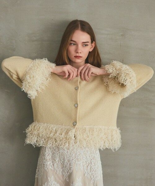 GRACE CONTINENTAL / グレースコンチネンタル カーディガン・ボレロ | ラメフェザーフリンジカーディガン | 詳細4