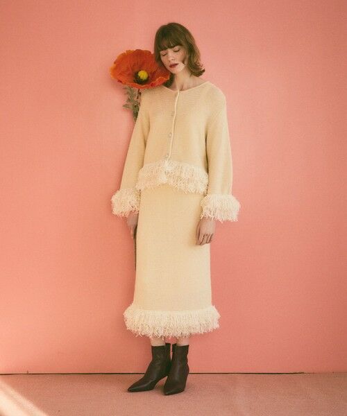 GRACE CONTINENTAL / グレースコンチネンタル カーディガン・ボレロ | ラメフェザーフリンジカーディガン | 詳細6