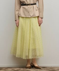 GRACE CONTINENTAL / グレースコンチネンタル ロング・マキシ丈スカート | フロッキードットプリーツスカート