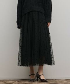 GRACE CONTINENTAL / グレースコンチネンタル ロング・マキシ丈スカート | フロッキードットプリーツスカート