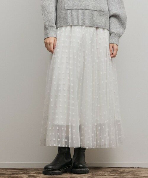 GRACE CONTINENTAL / グレースコンチネンタル ロング・マキシ丈スカート | フロッキードットプリーツスカート | 詳細4