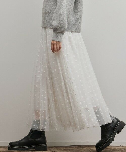 GRACE CONTINENTAL / グレースコンチネンタル ロング・マキシ丈スカート | フロッキードットプリーツスカート | 詳細5