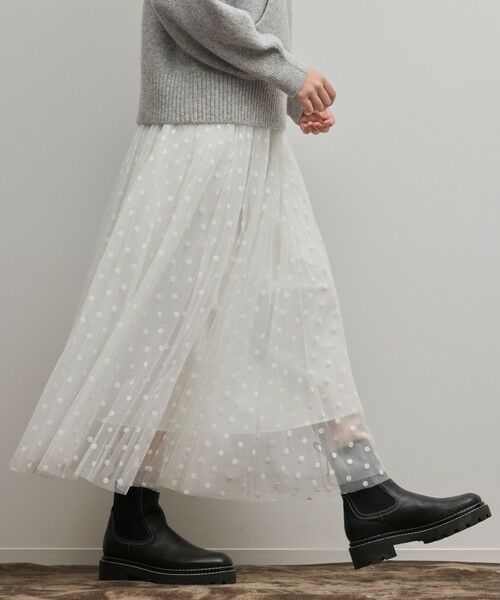 GRACE CONTINENTAL / グレースコンチネンタル ロング・マキシ丈スカート | フロッキードットプリーツスカート | 詳細7