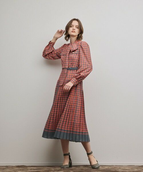 GRACE CONTINENTAL / グレースコンチネンタル ロング・マキシ丈ワンピース | バイカラーチェックプリントワンピース | 詳細1