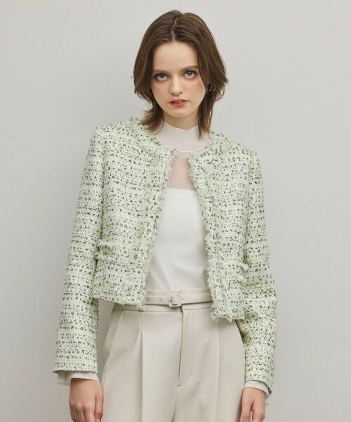 GRACE CONTINENTAL / グレースコンチネンタル ノーカラージャケット | ミックスツイードジャケット（イエロー）