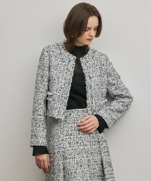 GRACE CONTINENTAL / グレースコンチネンタル ノーカラージャケット | ミックスツイードジャケット（ブラック）