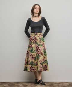 GRACE CONTINENTAL / グレースコンチネンタル ロング・マキシ丈スカート | フラワージャガードフレアスカート