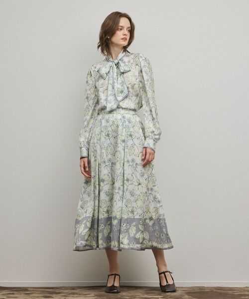 GRACE CONTINENTAL / グレースコンチネンタル ロング・マキシ丈スカート | フルーツフラワープリントスカート（イエロー）