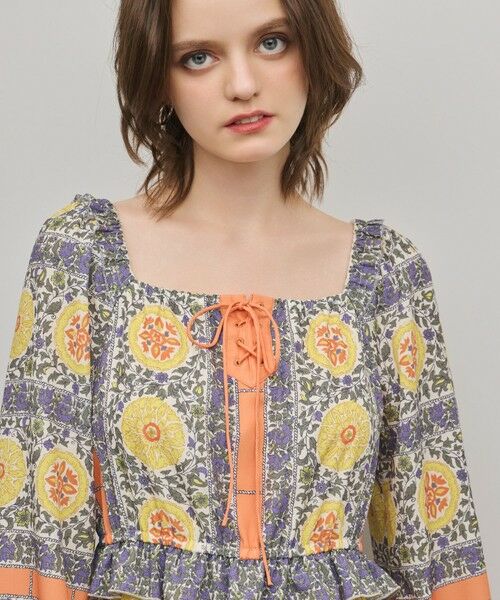 GRACE CONTINENTAL / グレースコンチネンタル ロング・マキシ丈ワンピース | フラワープリントレースアップワンピース | 詳細6