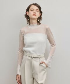 GRACE CONTINENTAL / グレースコンチネンタル その他トップス | シアーハイネックニットトップ