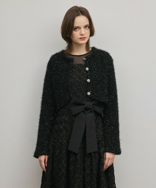GRACE CONTINENTAL / グレースコンチネンタル カーディガン・ボレロ | フェザーショートボレロ（ブラック）