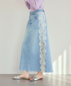 GRACE CONTINENTAL / グレースコンチネンタル デニムスカート | サイドレースデニムスカート