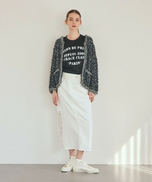 GRACE CONTINENTAL / グレースコンチネンタル デニムスカート | サイドレースデニムスカート（ホワイト）