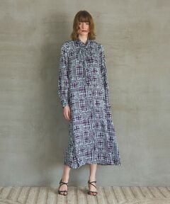 GRACE CONTINENTAL / グレースコンチネンタル ロング・マキシ丈ワンピース | チェックプリントボウ付ワンピース