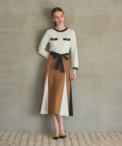 GRACE CONTINENTAL / グレースコンチネンタル ミニ丈・ひざ丈ワンピース | ニットバイカラージャガードワンピース