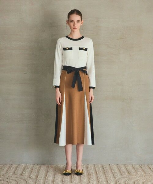 GRACE CONTINENTAL / グレースコンチネンタル ミニ丈・ひざ丈ワンピース | ニットバイカラージャガードワンピース | 詳細1