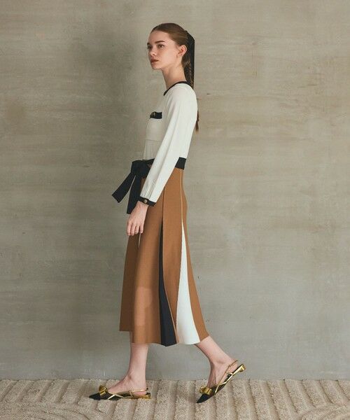 GRACE CONTINENTAL / グレースコンチネンタル ミニ丈・ひざ丈ワンピース | ニットバイカラージャガードワンピース | 詳細3