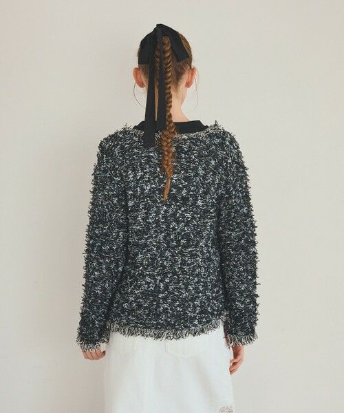 GRACE CONTINENTAL / グレースコンチネンタル ノーカラージャケット | ツイーディーニットジャケット | 詳細2