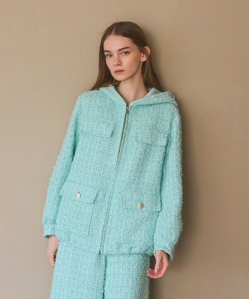 GRACE CONTINENTAL / グレースコンチネンタル その他アウター | ツイードフーディーコート | 詳細5