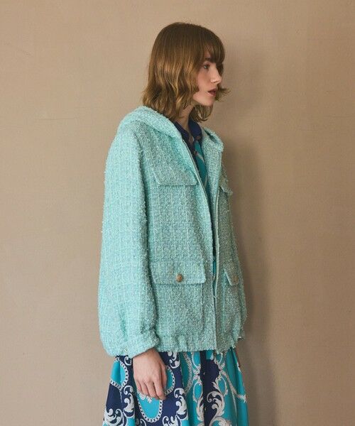 GRACE CONTINENTAL / グレースコンチネンタル その他アウター | ツイードフーディーコート | 詳細9