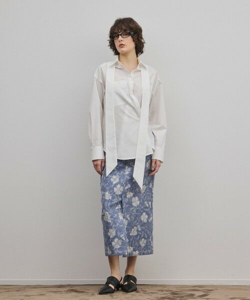 GRACE CONTINENTAL / グレースコンチネンタル ロング・マキシ丈スカート | ボタニカルジャガードスカート（ブルー）