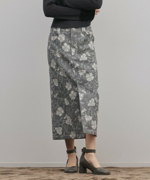 GRACE CONTINENTAL / グレースコンチネンタル ロング・マキシ丈スカート | ボタニカルジャガードスカート（チャコール）