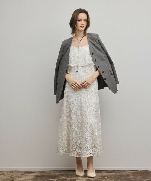 GRACE CONTINENTAL / グレースコンチネンタル ロング・マキシ丈ワンピース | チュールレースロングワンピース（ホワイト）