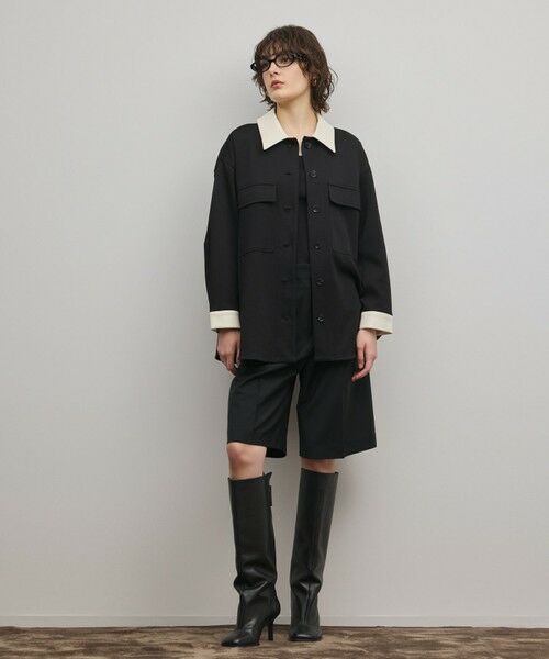 GRACE CONTINENTAL / グレースコンチネンタル シャツ・ブラウス | レザーカットシャツ（ブラック）