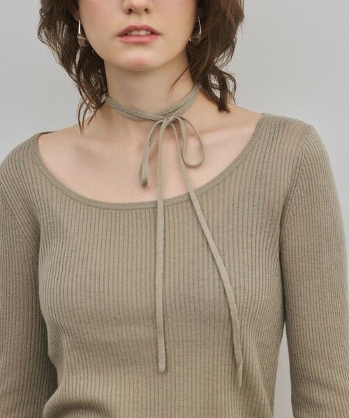 GRACE CONTINENTAL / グレースコンチネンタル ニット・セーター | バイカラーリブニットトップ（カーキ）