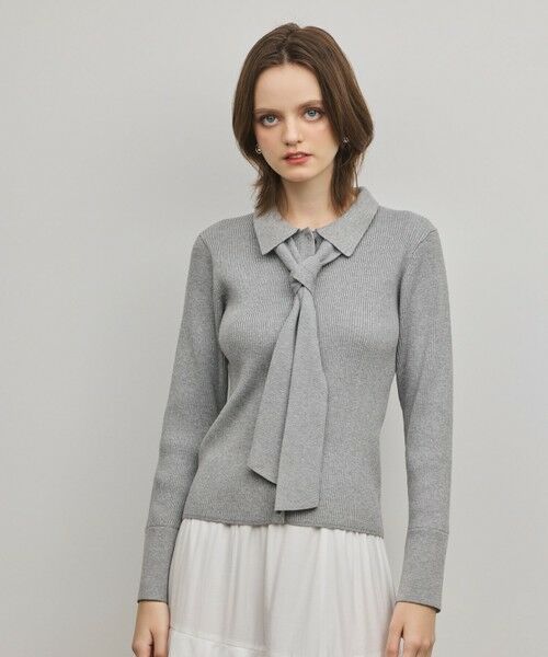 GRACE CONTINENTAL / グレースコンチネンタル ニット・セーター | リブシャツニットトップ（グレー）