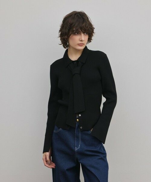GRACE CONTINENTAL / グレースコンチネンタル ニット・セーター | リブシャツニットトップ（ブラック）