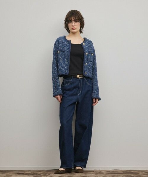 GRACE CONTINENTAL / グレースコンチネンタル カーディガン・ボレロ | ツイードニットカーディガン（ネイビー）