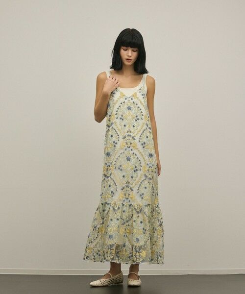 GRACE CONTINENTAL / グレースコンチネンタル ロング・マキシ丈ワンピース | オーナメントembワンピース（イエロー）