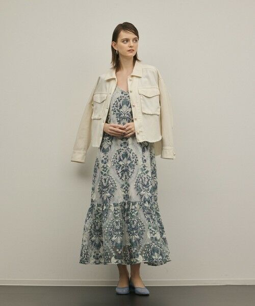 GRACE CONTINENTAL / グレースコンチネンタル ロング・マキシ丈ワンピース | オーナメントembワンピース（ブルー）