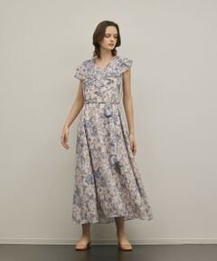 サラサプリントフリルカラーワンピース