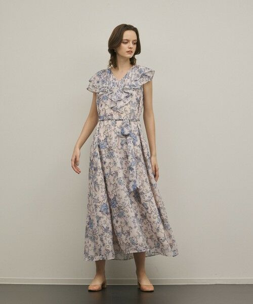 GRACE CONTINENTAL / グレースコンチネンタル ロング・マキシ丈ワンピース | サラサプリントフリルカラーワンピース（ピンク）