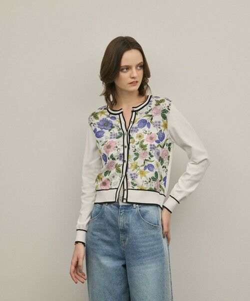 GRACE CONTINENTAL / グレースコンチネンタル カーディガン・ボレロ | フラワープリントニットカーディガン | 詳細1