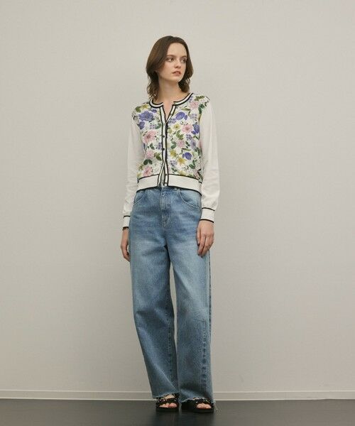 GRACE CONTINENTAL / グレースコンチネンタル カーディガン・ボレロ | フラワープリントニットカーディガン（ホワイト）