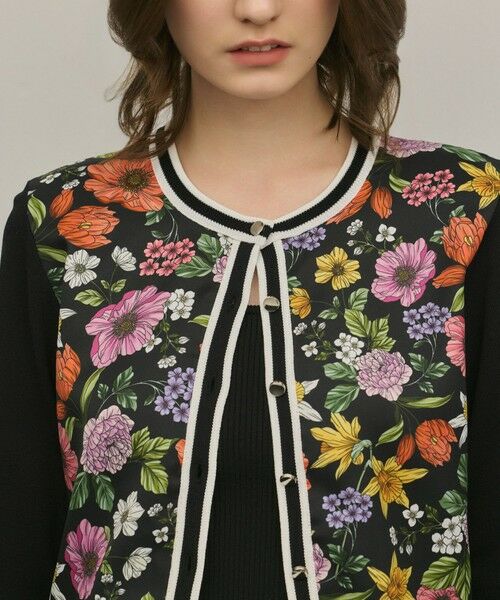 GRACE CONTINENTAL / グレースコンチネンタル カーディガン・ボレロ | フラワープリントニットカーディガン（ブラック）