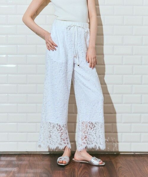 GRACE CONTINENTAL / グレースコンチネンタル その他パンツ | レースイージーパンツ（ホワイト）