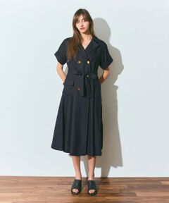 GRACE CONTINENTAL / グレースコンチネンタル ミニ丈・ひざ丈ワンピース | リネンタッチミリタリードレス