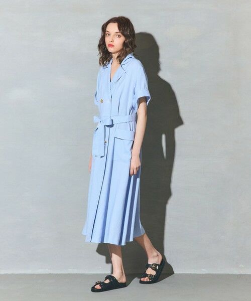 GRACE CONTINENTAL / グレースコンチネンタル ミニ丈・ひざ丈ワンピース | リネンタッチミリタリードレス | 詳細1