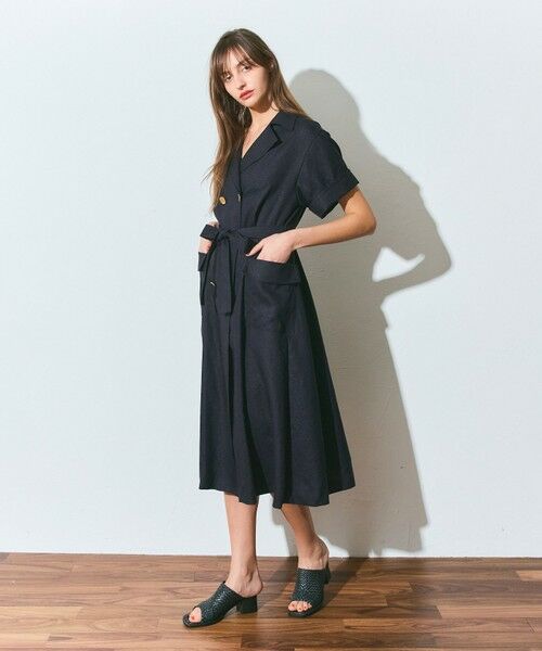 GRACE CONTINENTAL / グレースコンチネンタル ミニ丈・ひざ丈ワンピース | リネンタッチミリタリードレス | 詳細6