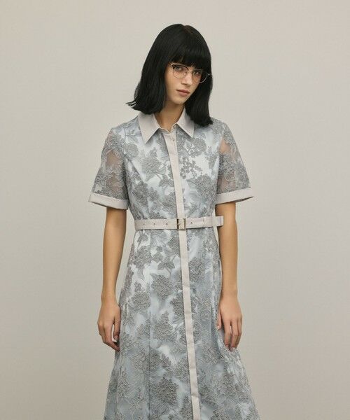 GRACE CONTINENTAL / グレースコンチネンタル ロング・マキシ丈ワンピース | フラワーコード刺繍ワンピース（グレー）