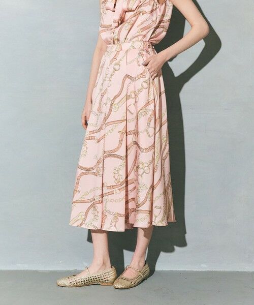 GRACE CONTINENTAL / グレースコンチネンタル ミニ・ひざ丈スカート | チェーンプリントタックキュロット（ピンク）