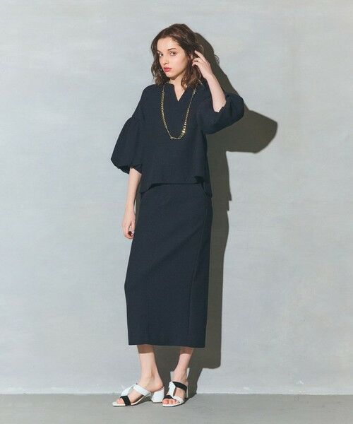 GRACE CONTINENTAL / グレースコンチネンタル ミニ・ひざ丈スカート | ジャージペンシルスカート（ブラック）