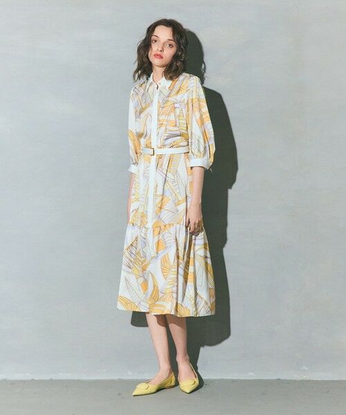GRACE CONTINENTAL / グレースコンチネンタル ミニ丈・ひざ丈ワンピース | キカヨットプリントワンピース（イエロー）